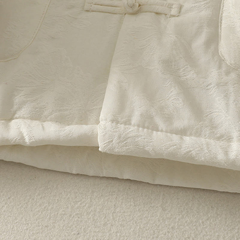 Women's Solid Color Frog-Button Design Long Sleeve Cotton Jacket With Pockets