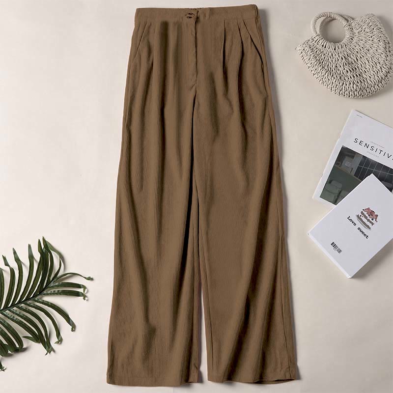 Casual Corduroy Straight-leg Women's Pants With Pockets