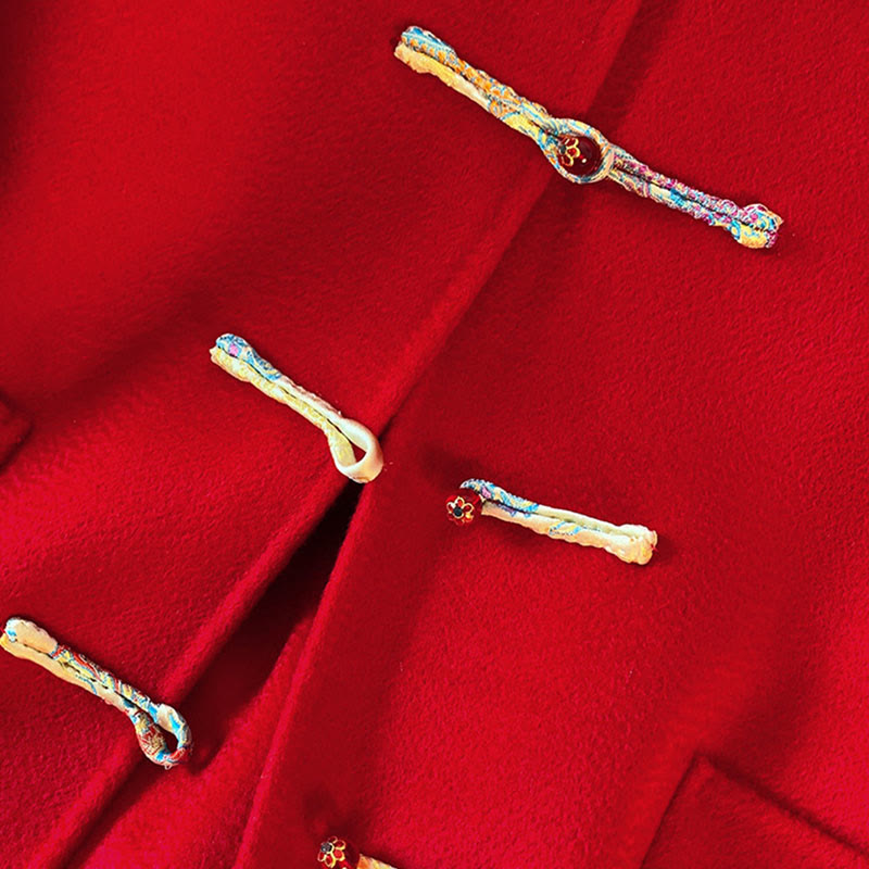 Winter Embroidery Buttons Design Long Sleeve Women's Cotton Jacket With Pockets