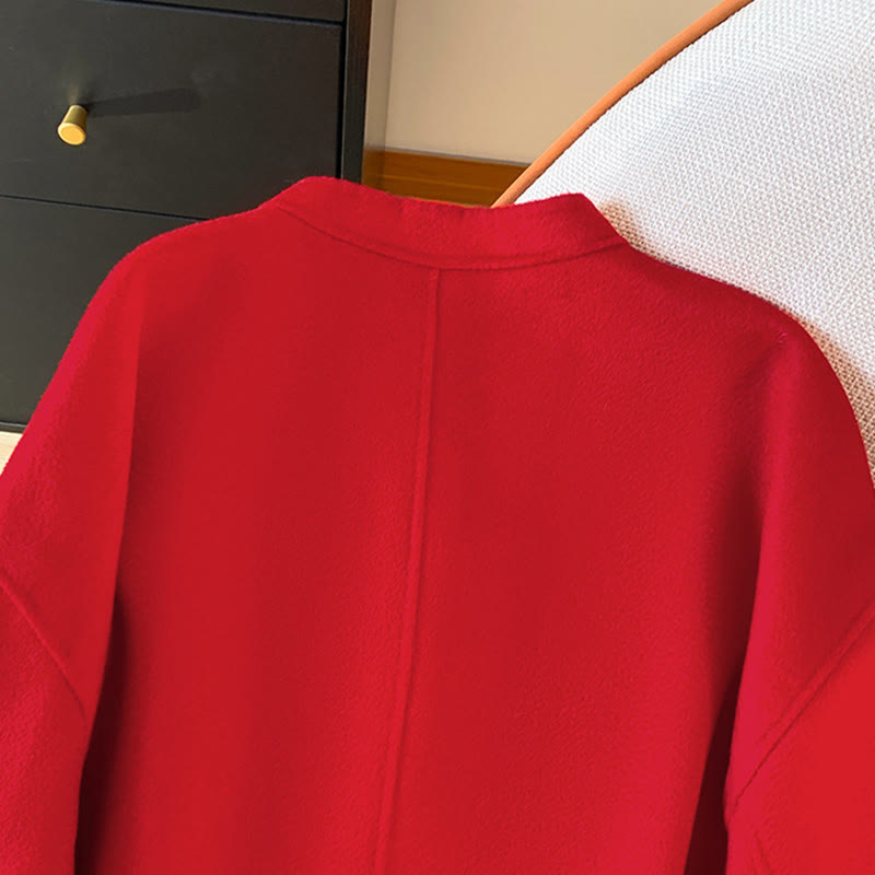 Winter Embroidery Buttons Design Long Sleeve Women's Cotton Jacket With Pockets