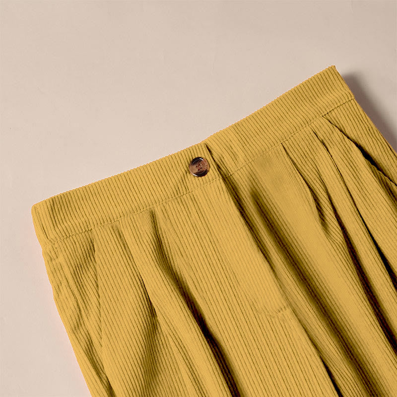 Casual Corduroy Straight-leg Women's Pants With Pockets