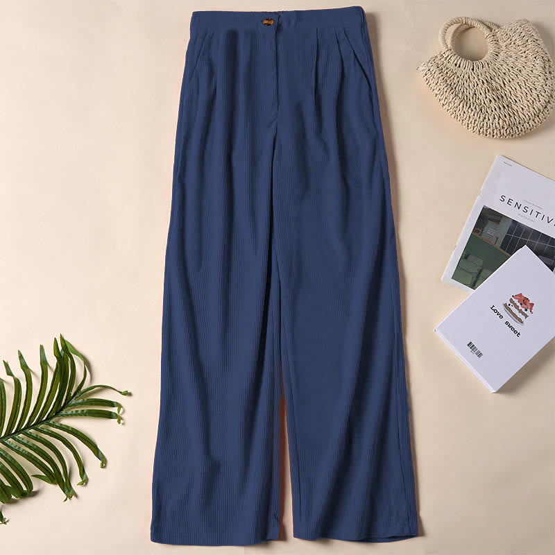 Casual Corduroy Straight-leg Women's Pants With Pockets