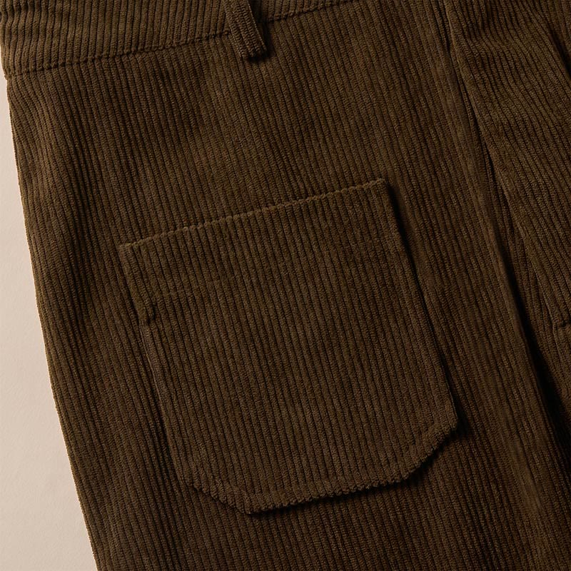 Plain Corduroy Polyester Women's Buttons Wide Leg Pants With Pockets