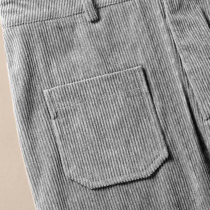 Plain Corduroy Polyester Women's Buttons Wide Leg Pants With Pockets