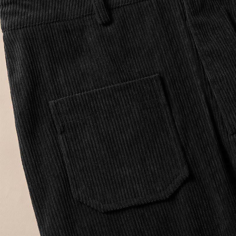 Plain Corduroy Polyester Women's Buttons Wide Leg Pants With Pockets