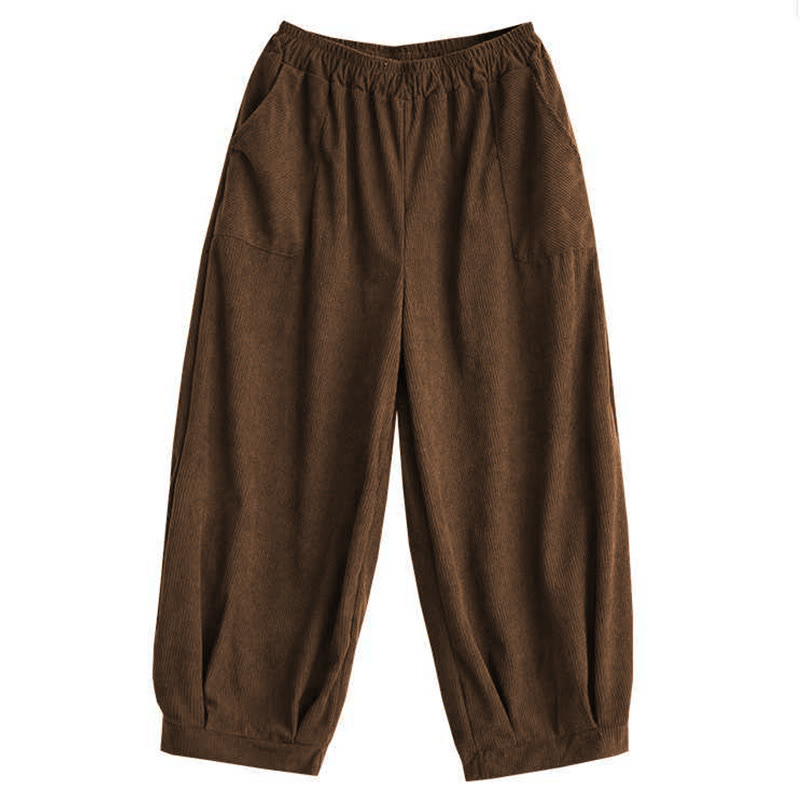 Tactile Corduroy Slim-Fit Carrot Harem Pants for Mindful Movement