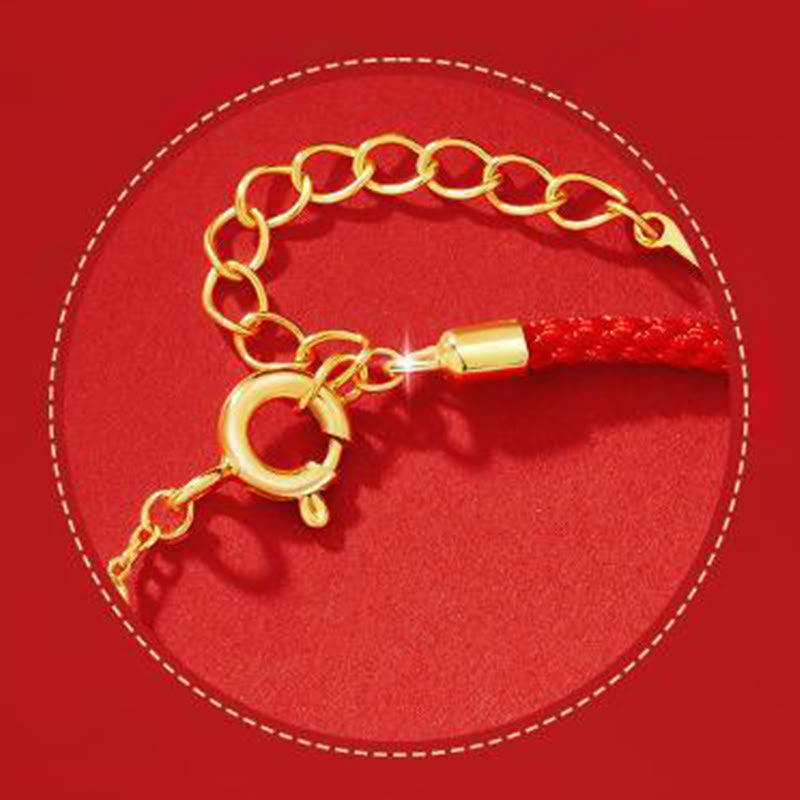 Hetian Jade and Sterling Silver Horse Zircon Red String Adjustable Bracelet