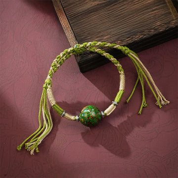 Vibrant Multicolored Lacquer Craft Bead Braided Red String Bracelet