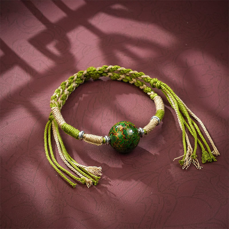 Vibrant Multicolored Lacquer Craft Bead Braided Red String Bracelet