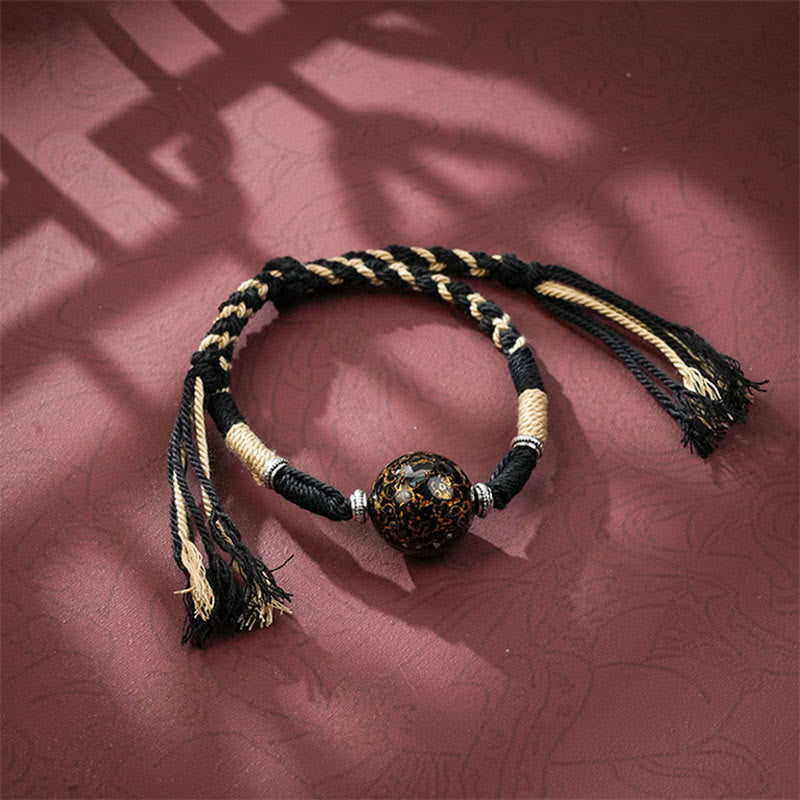Vibrant Multicolored Lacquer Craft Bead Braided Red String Bracelet
