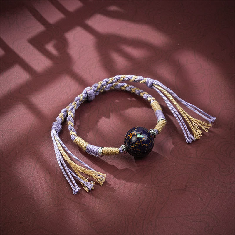 Vibrant Multicolored Lacquer Craft Bead Braided Red String Bracelet