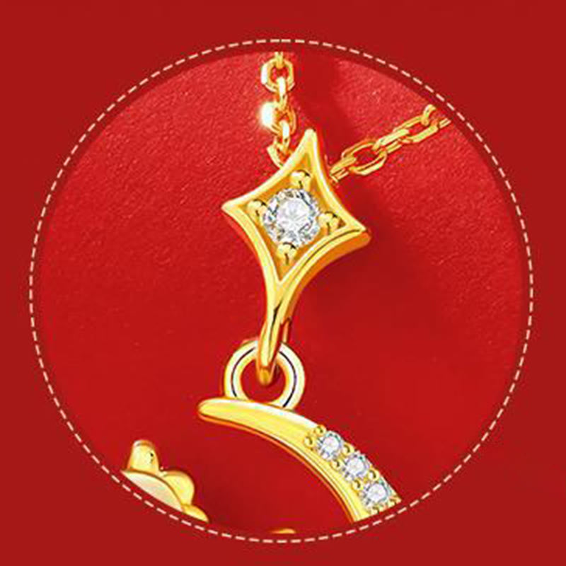 Year Of The Horse 925 Sterling Silver Hetian Jade Zircon Abundance Pendant Necklace