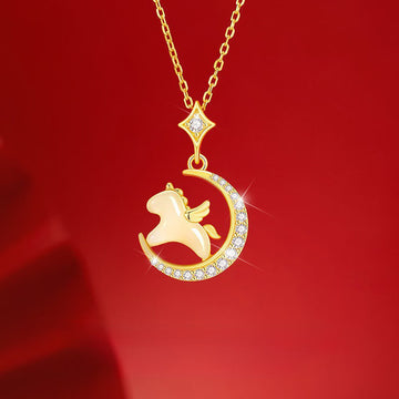 Year Of The Horse 925 Sterling Silver Hetian Jade Zircon Abundance Pendant Necklace