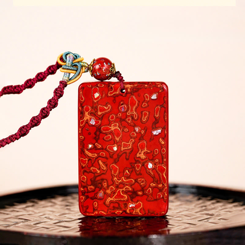 Handcrafted Lacquer Craft Sandalwood Protection Pendant Necklace