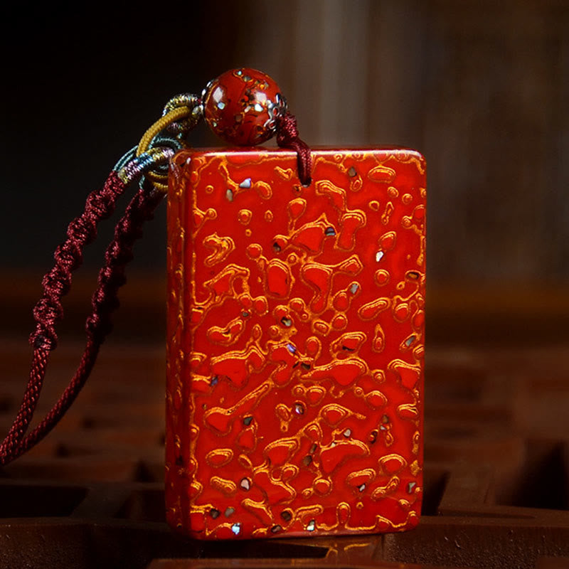 Handcrafted Lacquer Craft Sandalwood Protection Pendant Necklace