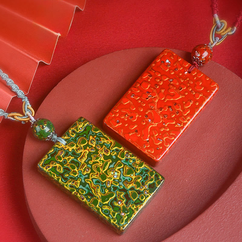 Handcrafted Lacquer Craft Sandalwood Protection Pendant Necklace