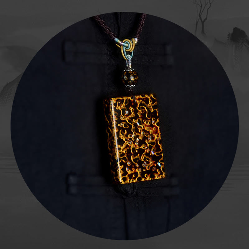 Handcrafted Lacquer Craft Sandalwood Protection Pendant Necklace