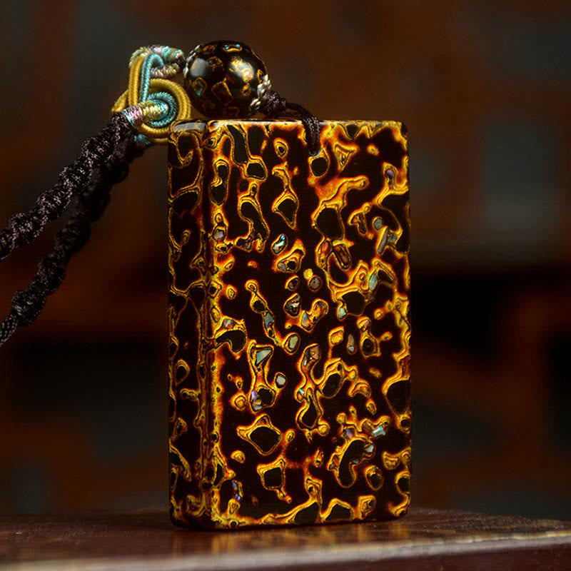 Handcrafted Lacquer Craft Sandalwood Protection Pendant Necklace