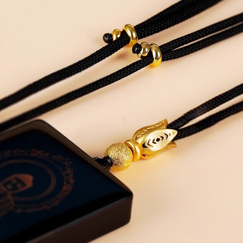 Chinese Zodiac Natal Buddha Fu Character Lacquer Craft Sandalwood Pendant Necklace