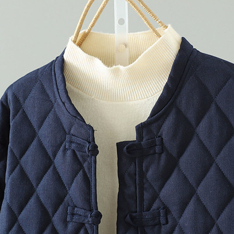 Ethnic Frog-button Patchwork Women's Thickened Cotton Long Sleeve Jacket With Pockets