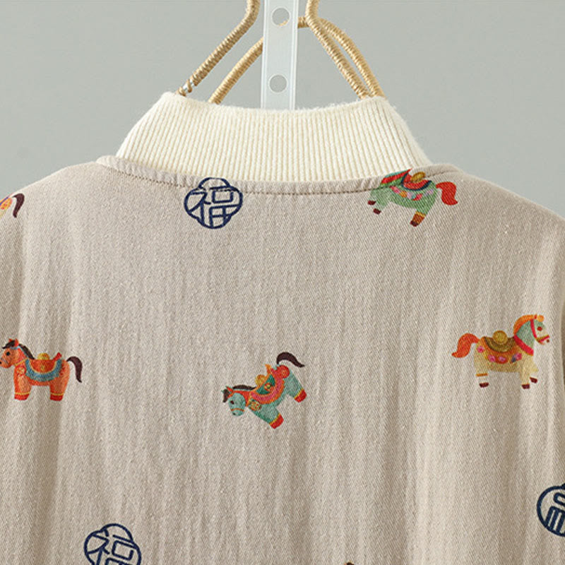 Thickened Cotton-Blend Floral Frog-Button Meditation Jacket