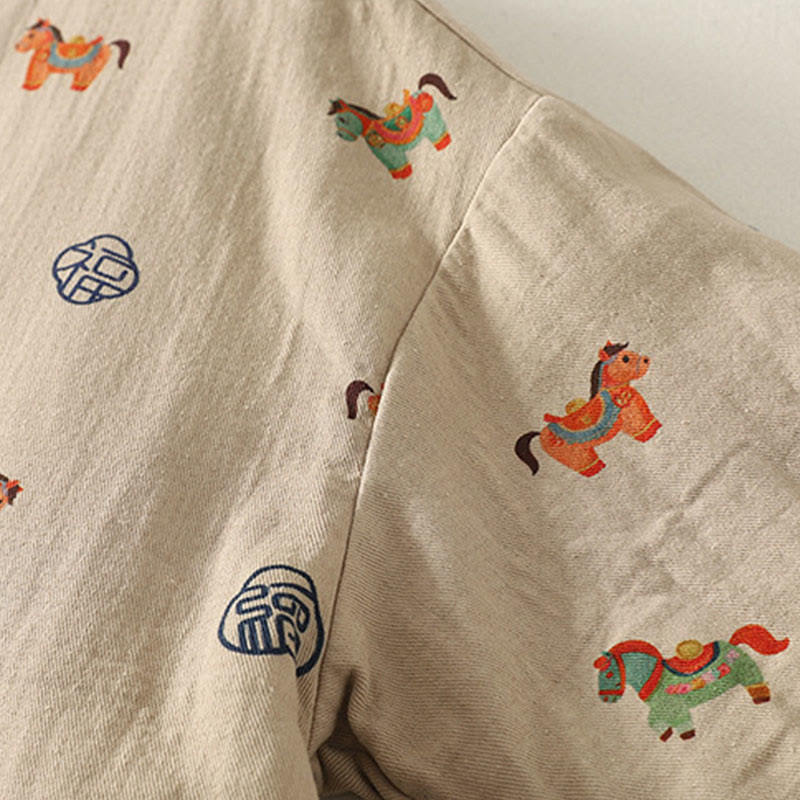Thickened Cotton-Blend Floral Frog-Button Meditation Jacket