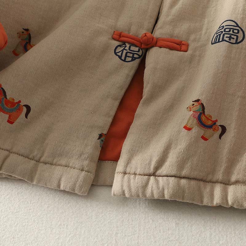 Thickened Cotton-Blend Floral Frog-Button Meditation Jacket