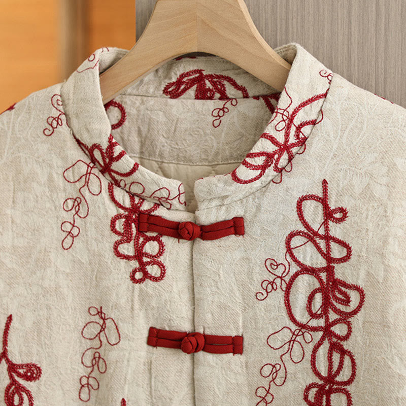 Insulated Cotton Frog-Button Winter Meditation Jacket