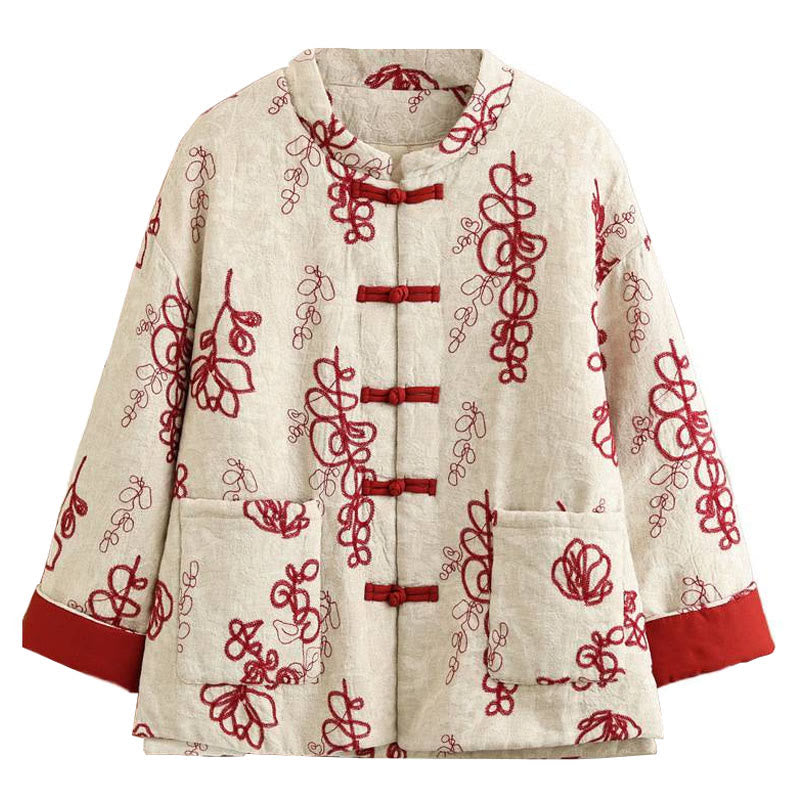 Insulated Cotton Frog-Button Winter Meditation Jacket
