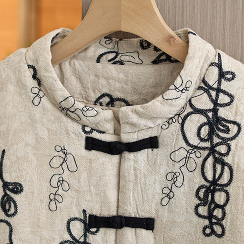 Insulated Cotton Frog-Button Winter Meditation Jacket