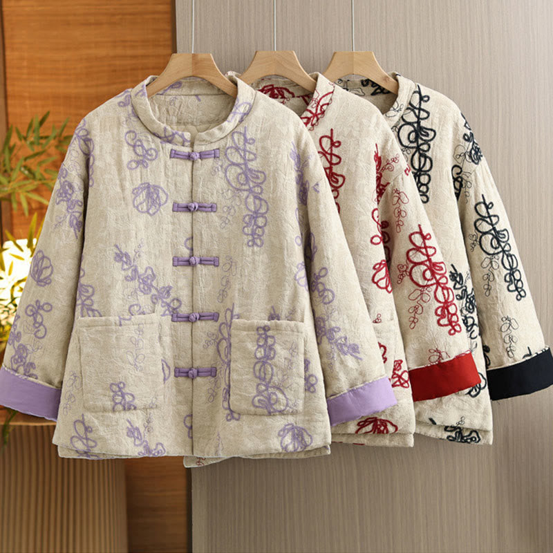 Insulated Cotton Frog-Button Winter Meditation Jacket