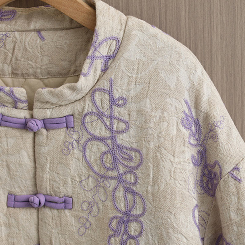 Insulated Cotton Frog-Button Winter Meditation Jacket
