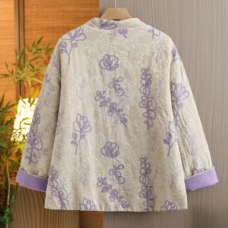 Insulated Cotton Frog-Button Winter Meditation Jacket