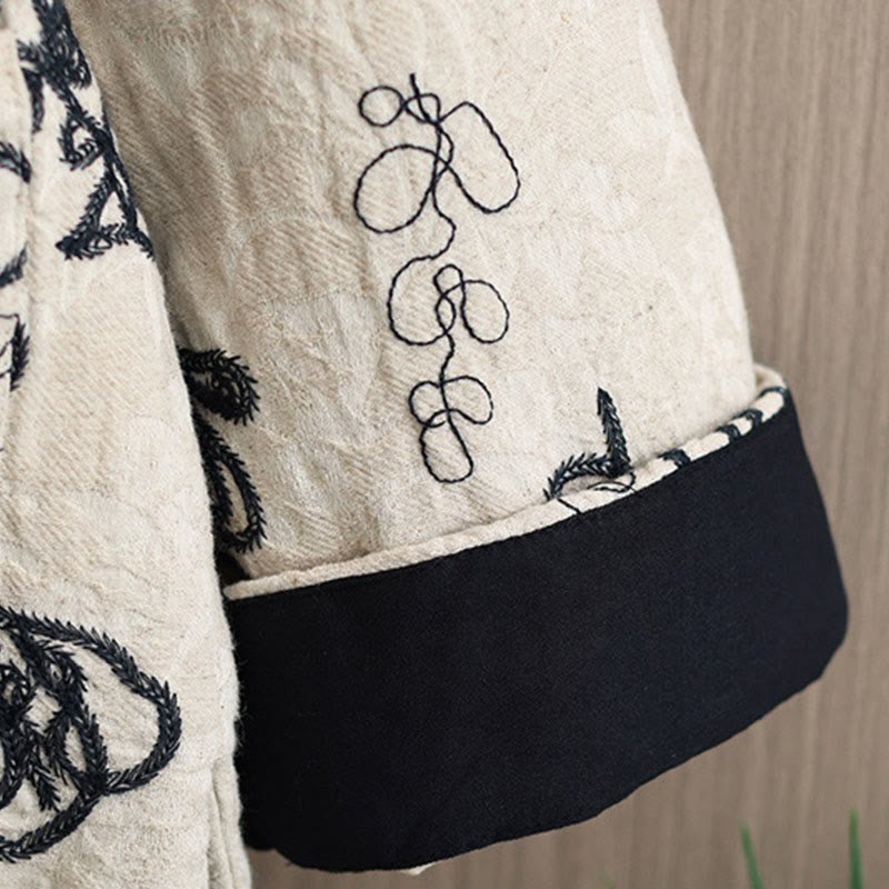 Insulated Cotton Frog-Button Winter Meditation Jacket