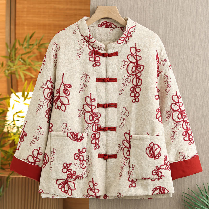 Insulated Cotton Frog-Button Winter Meditation Jacket
