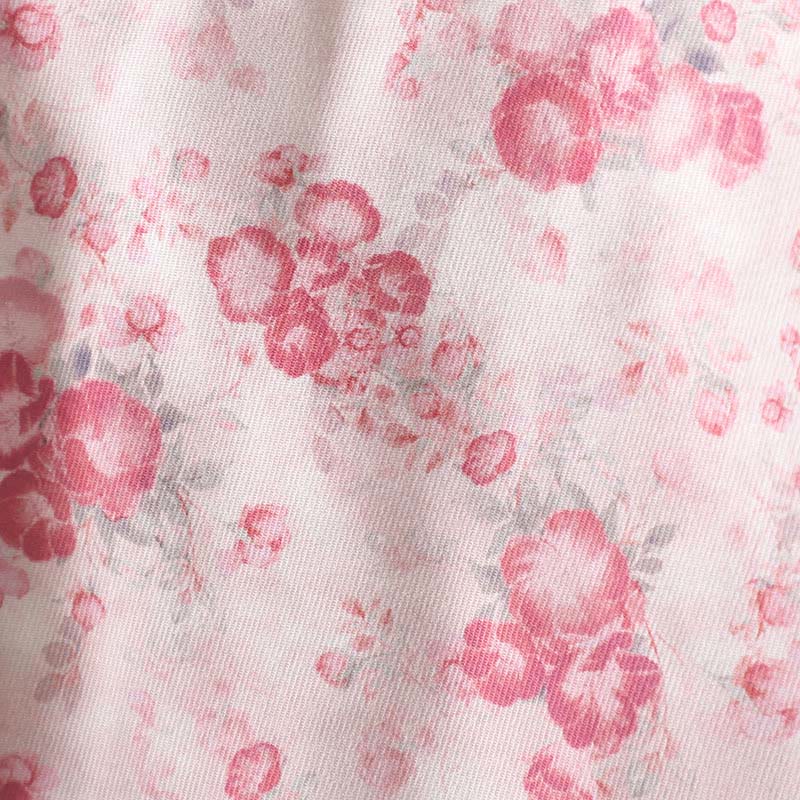 Women's Commute LightPink Printing Floral Frog-buttons Cotton Long Sleeve Jacket