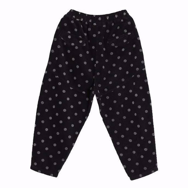 Women's Fall Commute Printing Dot Pattern Corduroy Harem Pants With Pockets