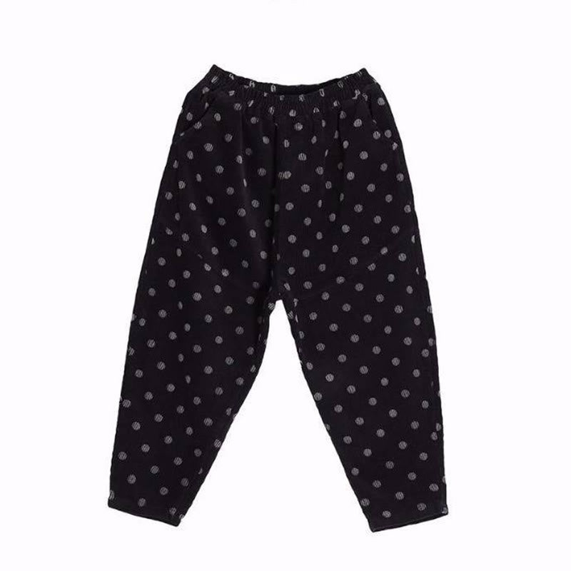 Women's Fall Commute Printing Dot Pattern Corduroy Harem Pants With Pockets