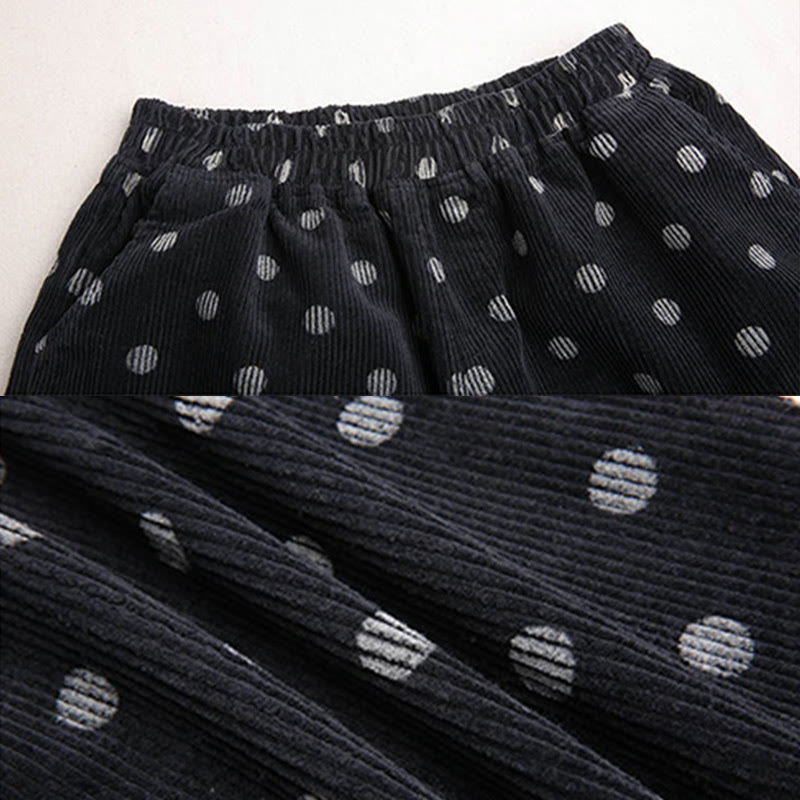 Women's Fall Commute Printing Dot Pattern Corduroy Harem Pants With Pockets