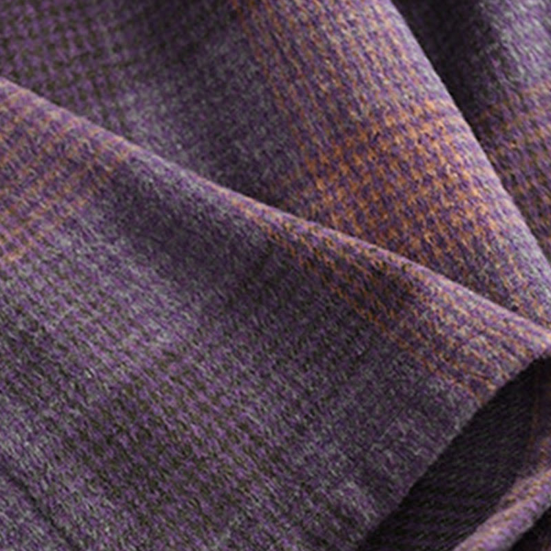 Thermal Cotton Plaid 7/8 Length Skirt with Practical Pockets