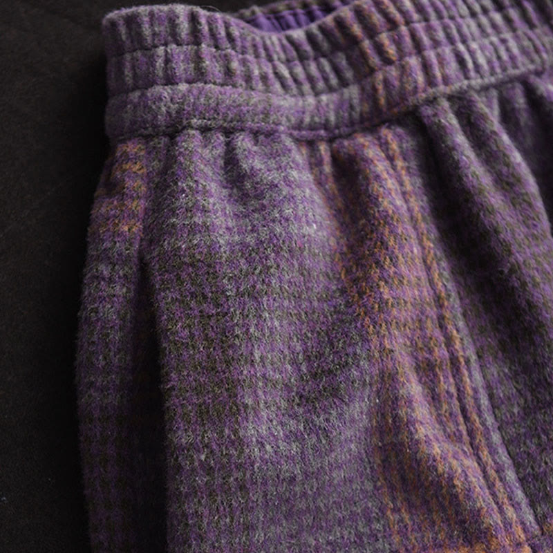 Thermal Cotton Plaid 7/8 Length Skirt with Practical Pockets