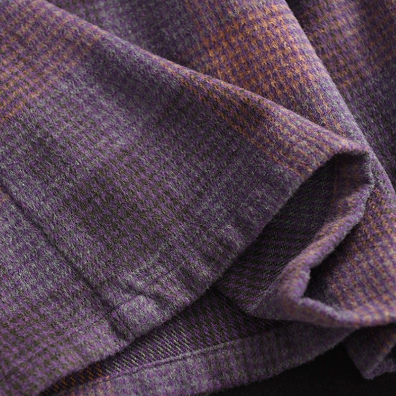 Thermal Cotton Plaid 7/8 Length Skirt with Practical Pockets