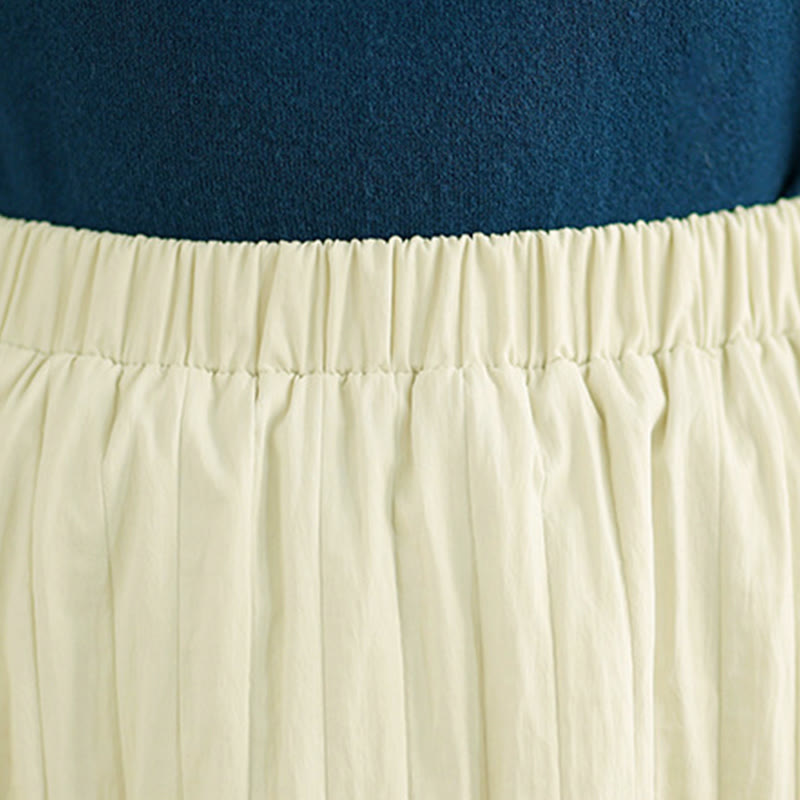 Plain Pleats Design Elastic Waist Women's Thermal Skirt With Pockets