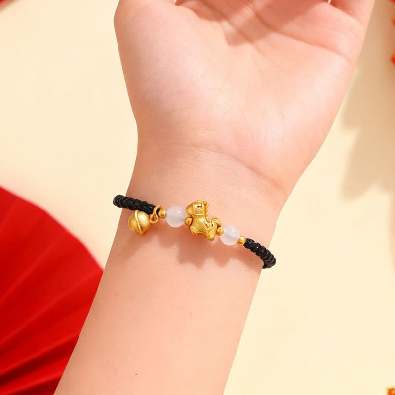 Year Of The Horse Red String White Agate Connection Braided Bracelet