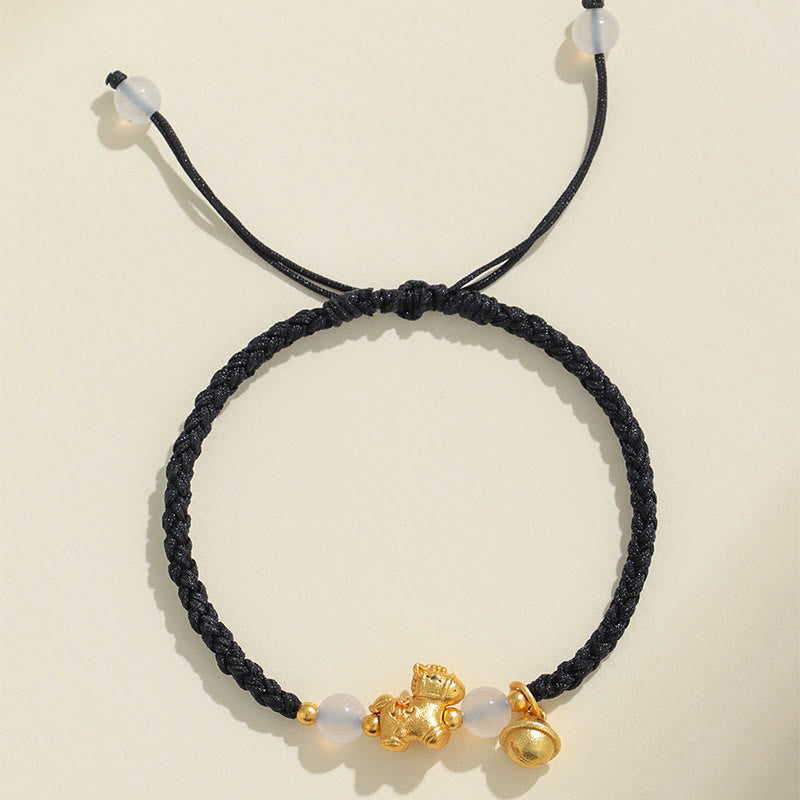 Year Of The Horse Red String White Agate Connection Braided Bracelet