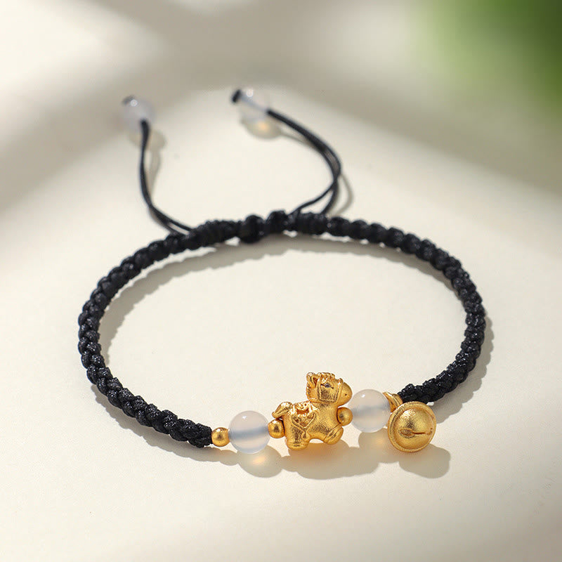 Year Of The Horse Red String White Agate Connection Braided Bracelet