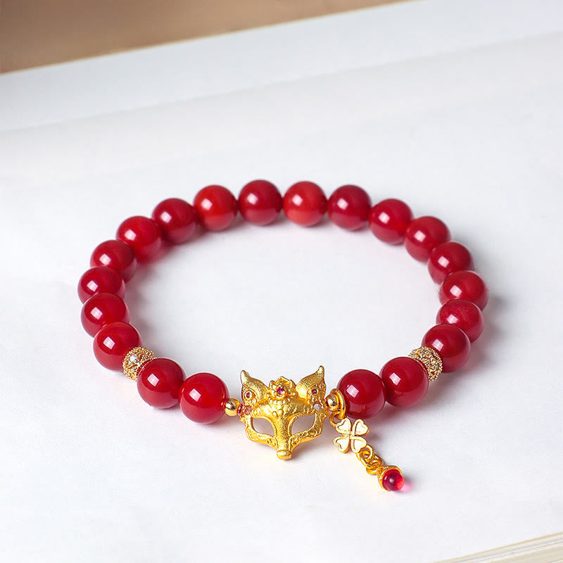 Nine-Tailed Fox South Red Agate and Copper Energy Bracelet or Ring