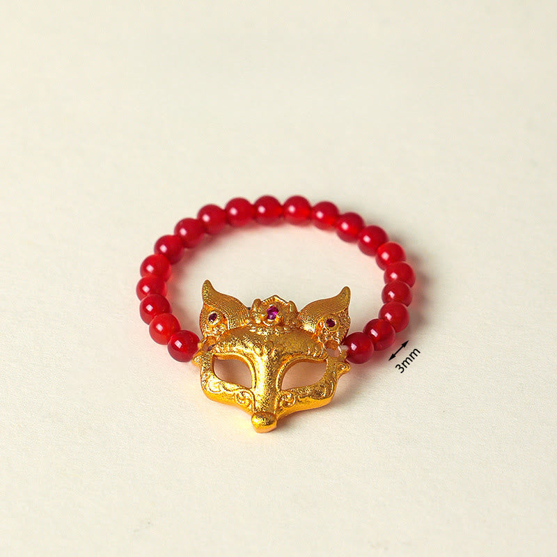 Nine-Tailed Fox South Red Agate and Copper Energy Bracelet or Ring