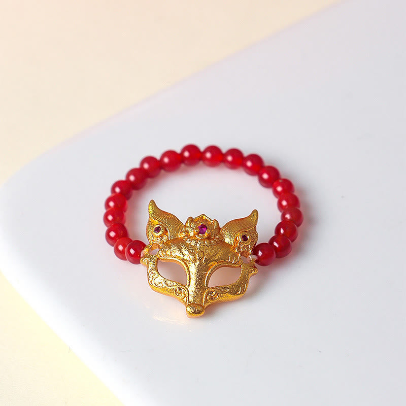 Nine-Tailed Fox South Red Agate and Copper Energy Bracelet or Ring