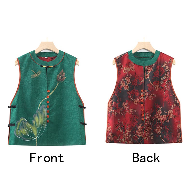 Vintage Embroidery Jacquard Weave Flower Pattern Vest